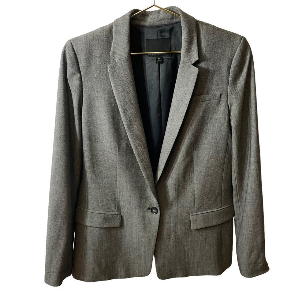 Banana Republic Grey Single‎ Button Wool Blazer Size 10